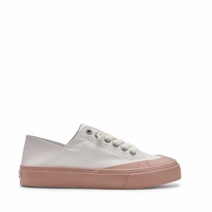 Women's Rockfish 747 Lazy Heel Canvas Trainer Low-Top Sneakers White Pink | UXK3975HB