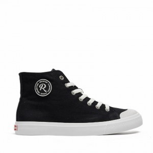 Women's Rockfish Classic 746 Canvas High-Top Sneakers Black White | QJC5040NL