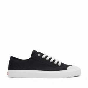 Women's Rockfish Classic 746 Canvas Low-Top Sneakers Black White | JWM7367PL