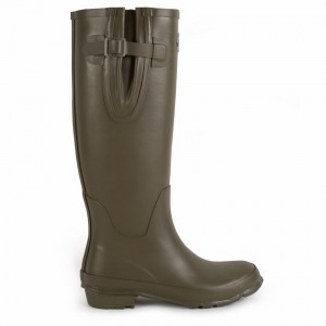 Women's Rockfish Everyday Tall Side Adjustable Wellington Boots Deep Green Brown | IYH198UT