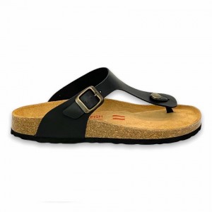 Women's Rockfish Nixie Thong Cork Flatform Flip Flop Sandals Black | YNO508KV