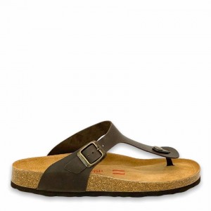 Women's Rockfish Nixie Thong Cork Flatform Flip Flop Sandals Dark Brown | PWG9151LW