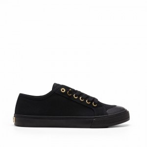 Women's Rockfish Original 745 Lazy-lace Canvas Low-Top Sneakers Black | FSZ4185OE