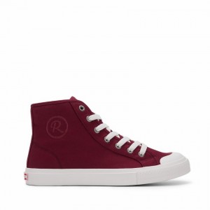 Women's Rockfish Original 745 Water Repellent Canvas High-Top Sneakers Dark Red | EQI5346UH