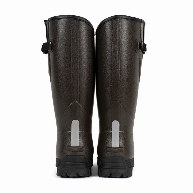 Men's Rockfish Walkabout Tall Side Adjustable 5mm Neoprene Insulated Wellington Boots Dark Brown | PZK3233BF