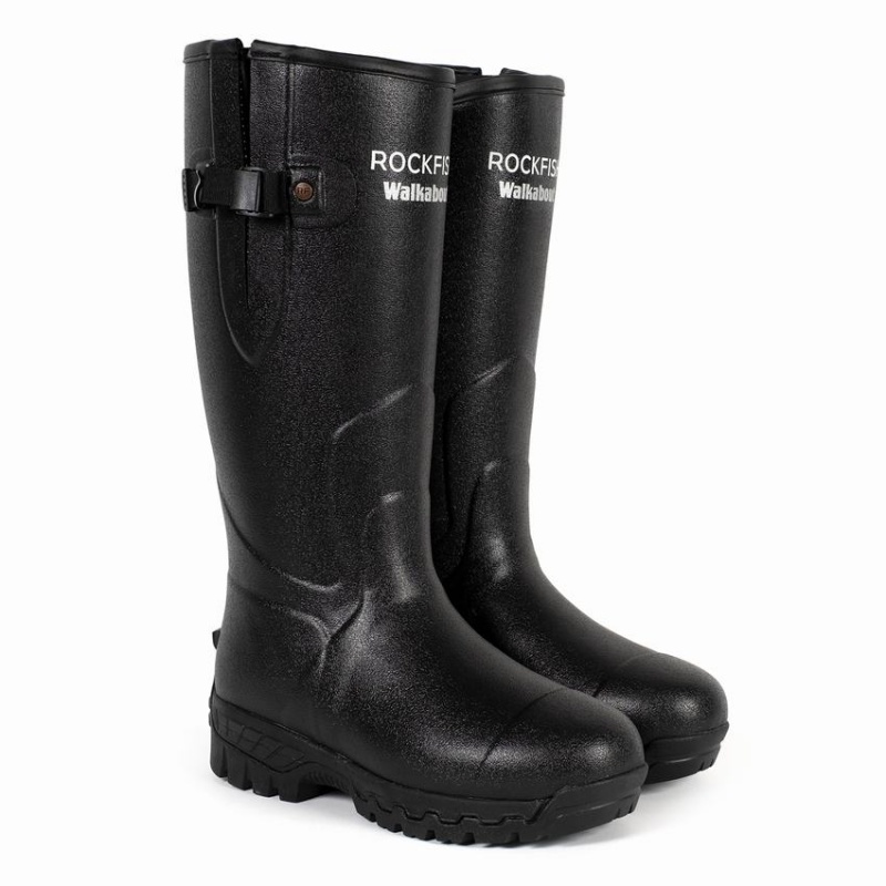 Men's Rockfish Walkabout Tall Side Adjustable 5mm Neoprene Insulated Wellington Boots Black | AMU4253PM