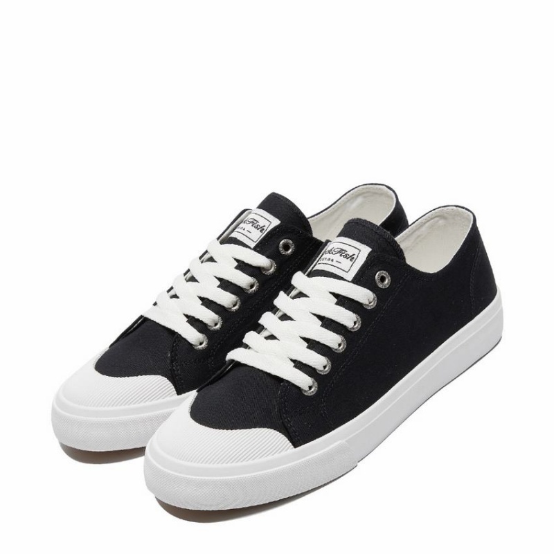 Women's Rockfish Classic 746 Canvas Low-Top Sneakers Black White | JWM7367PL