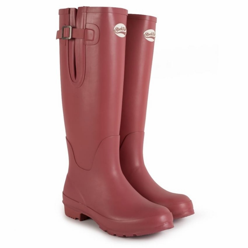 Women's Rockfish Everyday Tall Side Adjustable Wellington Boots Deep Red | SQO5637BX