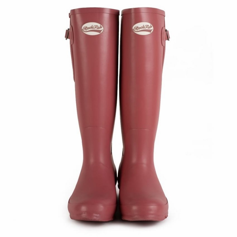 Women's Rockfish Everyday Tall Side Adjustable Wellington Boots Deep Red | SQO5637BX