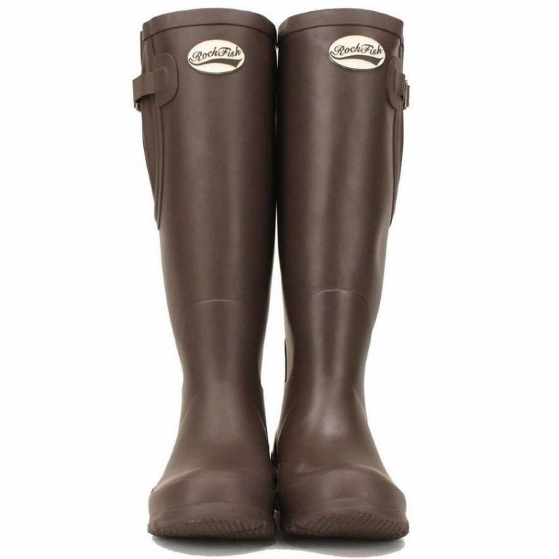 Women's Rockfish Everyday Tall Side Adjustable Wellington Boots Dark Brown | DNX5249SZ