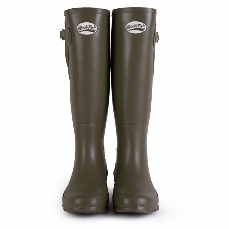 Women's Rockfish Everyday Tall Side Adjustable Wellington Boots Deep Green Brown | IYH198UT