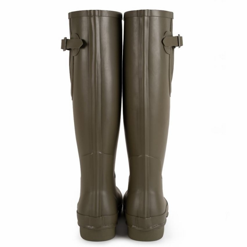 Women's Rockfish Everyday Tall Side Adjustable Wellington Boots Deep Green Brown | IYH198UT