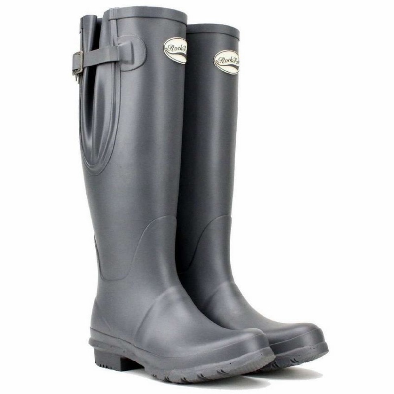 Women's Rockfish Everyday Tall Side Adjustable Wellington Boots Grey | LUI4712YC