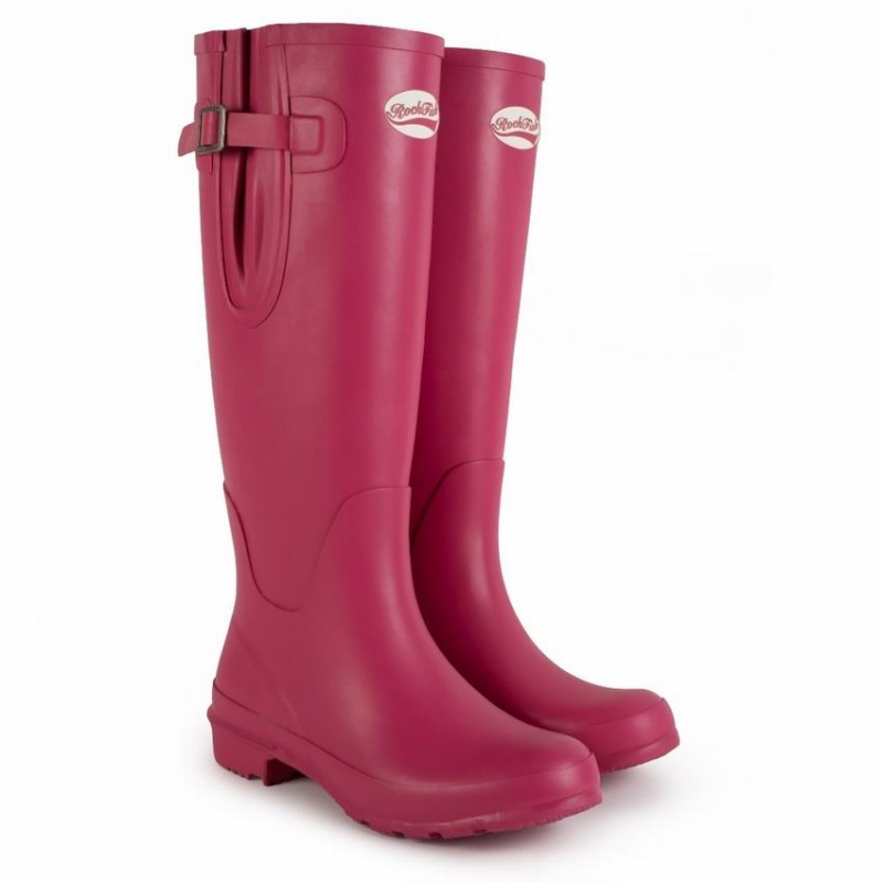 Women's Rockfish Everyday Tall Side Adjustable Wellington Boots Rose Red | LOG6872OB