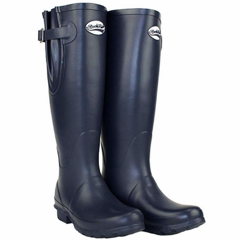 Women's Rockfish Everyday Tall Side Adjustable Wellington Boots Navy Blue | VHR58100DY