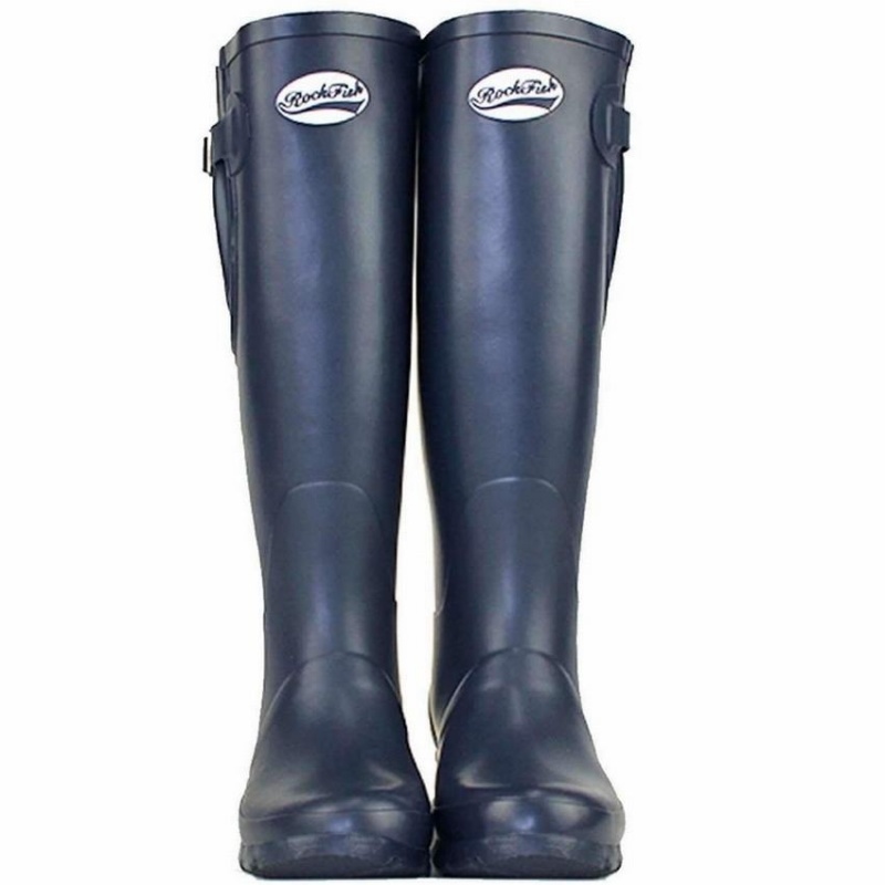 Women's Rockfish Everyday Tall Side Adjustable Wellington Boots Navy Blue | VHR58100DY