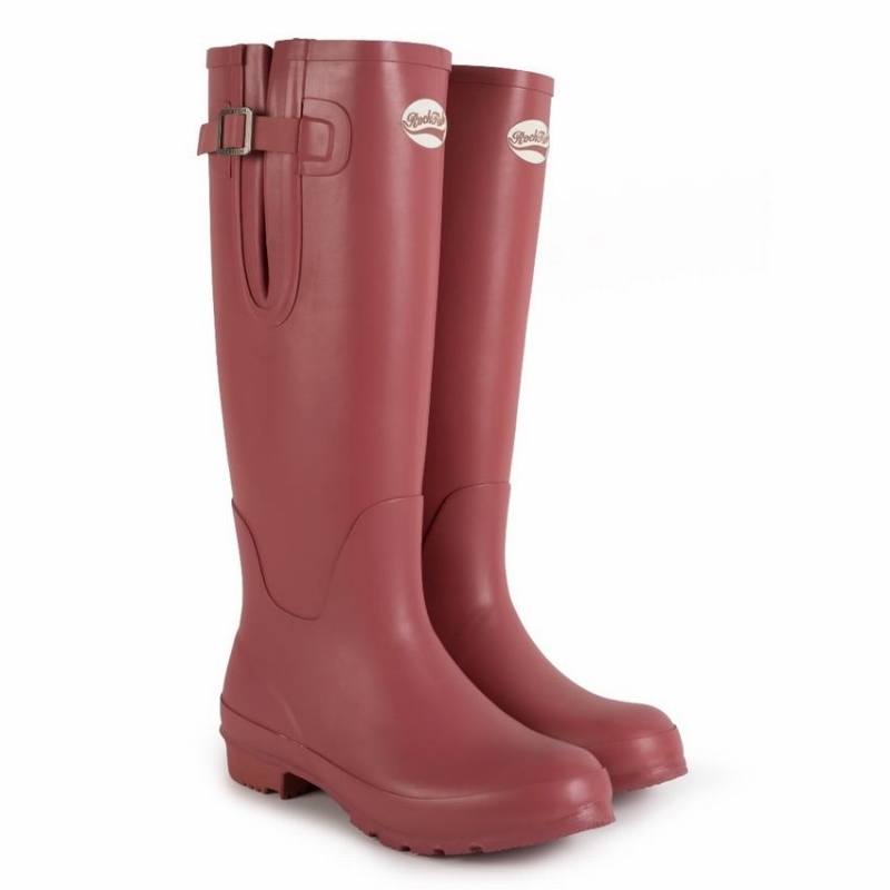 Women's Rockfish Everyday Thermal Tall Side Adjustable 3mm Neoprene Insulated Wellington Boots Deep Red | VTM4429BI