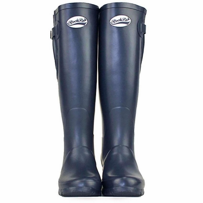 Women's Rockfish Everyday Thermal Tall Side Adjustable 3mm Neoprene Insulated Wellington Boots Navy Blue | JRF3220SY