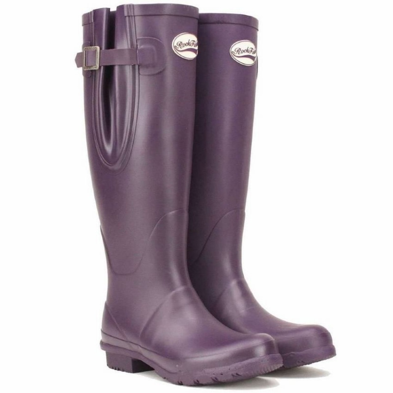 Women's Rockfish Everyday Thermal Tall Side Adjustable 3mm Neoprene Insulated Wellington Boots Purple | HXG202EM