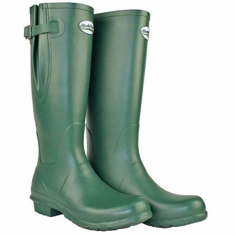 Women's Rockfish Everyday Thermal Tall Side Adjustable 3mm Neoprene Insulated Wellington Boots Green | RJP8265GF