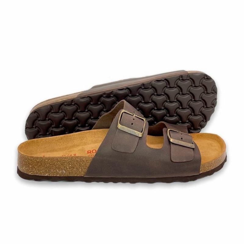 Women's Rockfish Kendall Two-Strap Double Strap Sandals Dark Brown | DEZ1373VZ