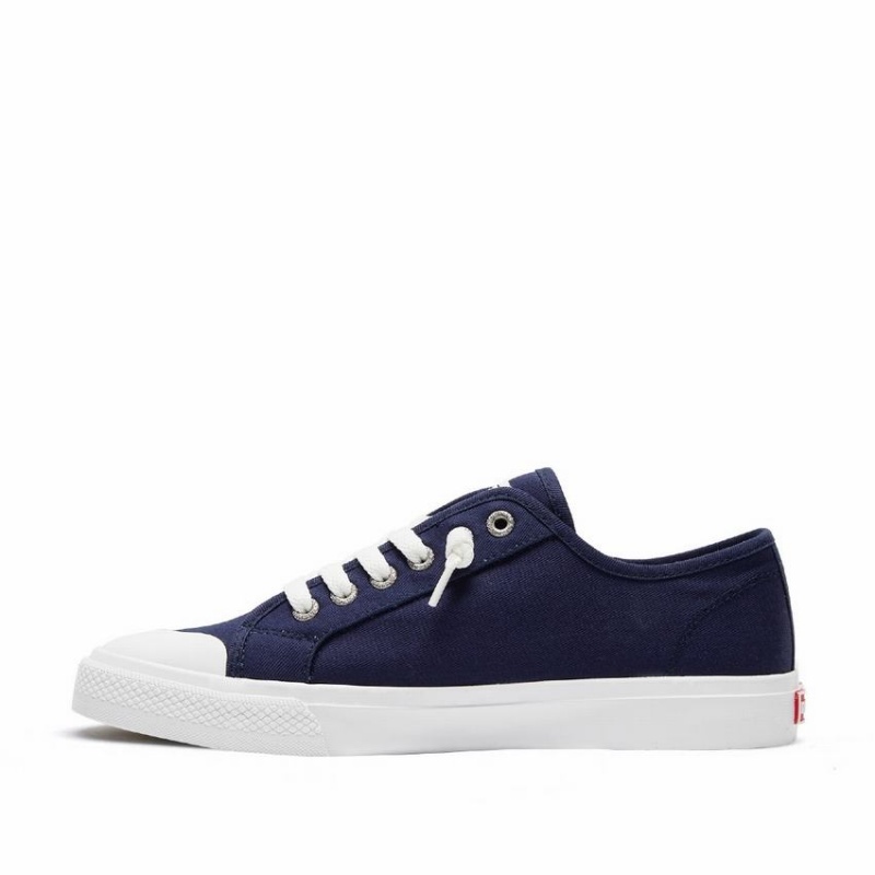 Women's Rockfish Original 745 Lazy-lace Canvas Low-Top Sneakers Navy Blue | EMT90100FX