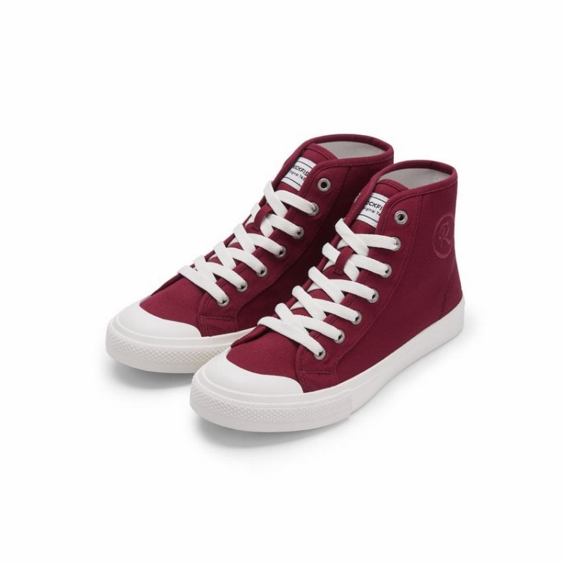 Women's Rockfish Original 745 Water Repellent Canvas High-Top Sneakers Dark Red | EQI5346UH