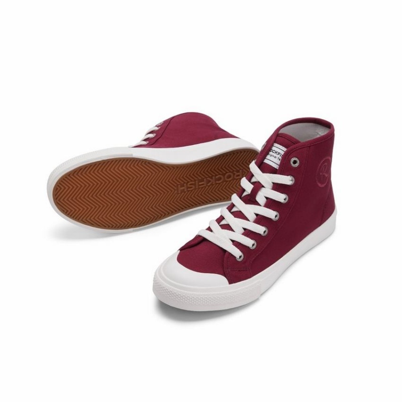 Women's Rockfish Original 745 Water Repellent Canvas High-Top Sneakers Dark Red | EQI5346UH