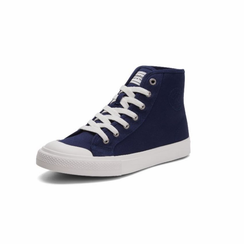 Women's Rockfish Original 745 Water Repellent Canvas High-Top Sneakers Navy Blue | CBV616WG