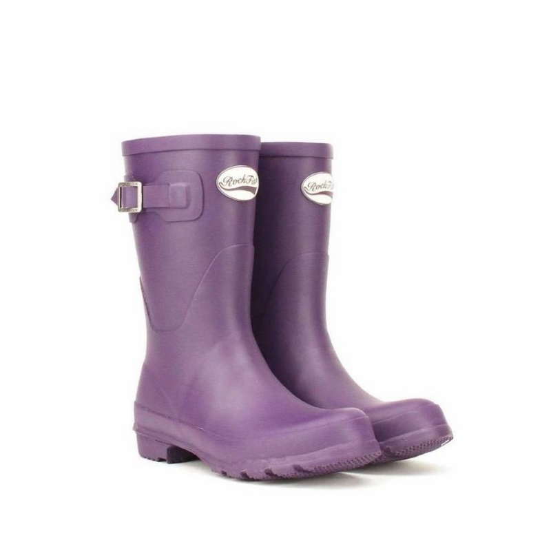 Women's Rockfish Three Quarter Short Wellington Boots Purple | GZC4467KR